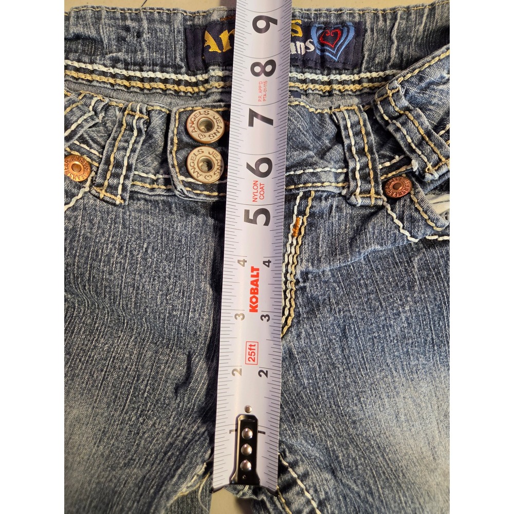 Angels Jeans Womens Size 5 Short Blue Bootcut Low Rise Y2K Contrast Stitch Denim - Picture 8 of 9